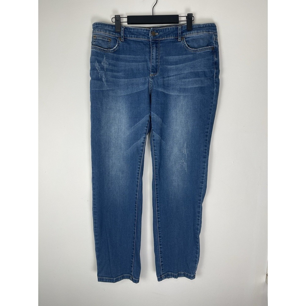 Garnet Hill Women's Straight Leg Blue Denim Jeans Sz 32